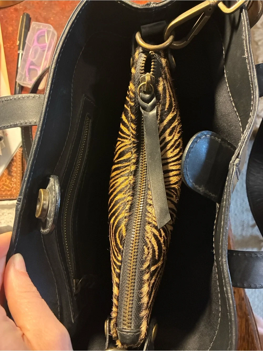 Classic Black Leather Bag - Able